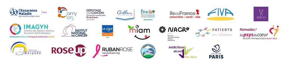 Logos des partenaires Cité de la santé dans l'exposition Cancers.